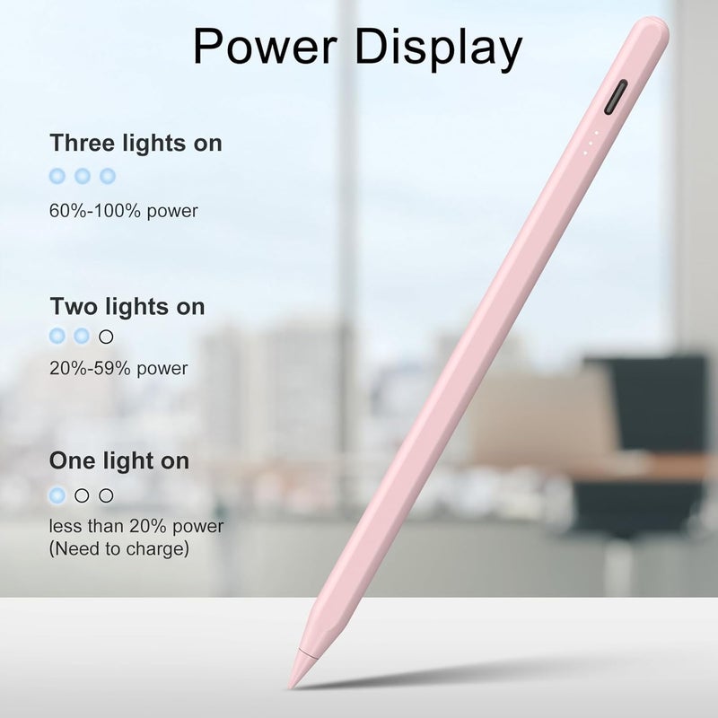 DIGIROOT قلم ستايلس لجهاز آيباد، شحن سريع خلال 13 دقيقة لقلم آبل مع رفض راحة اليد، متوافق مع آيباد إير 3/4/5/6 من 2018-2024، آيباد ميني 5/6، آيباد 6/7/8/9/10، آيباد برو 11"/12.9"/M4 (وردي) - Image 4